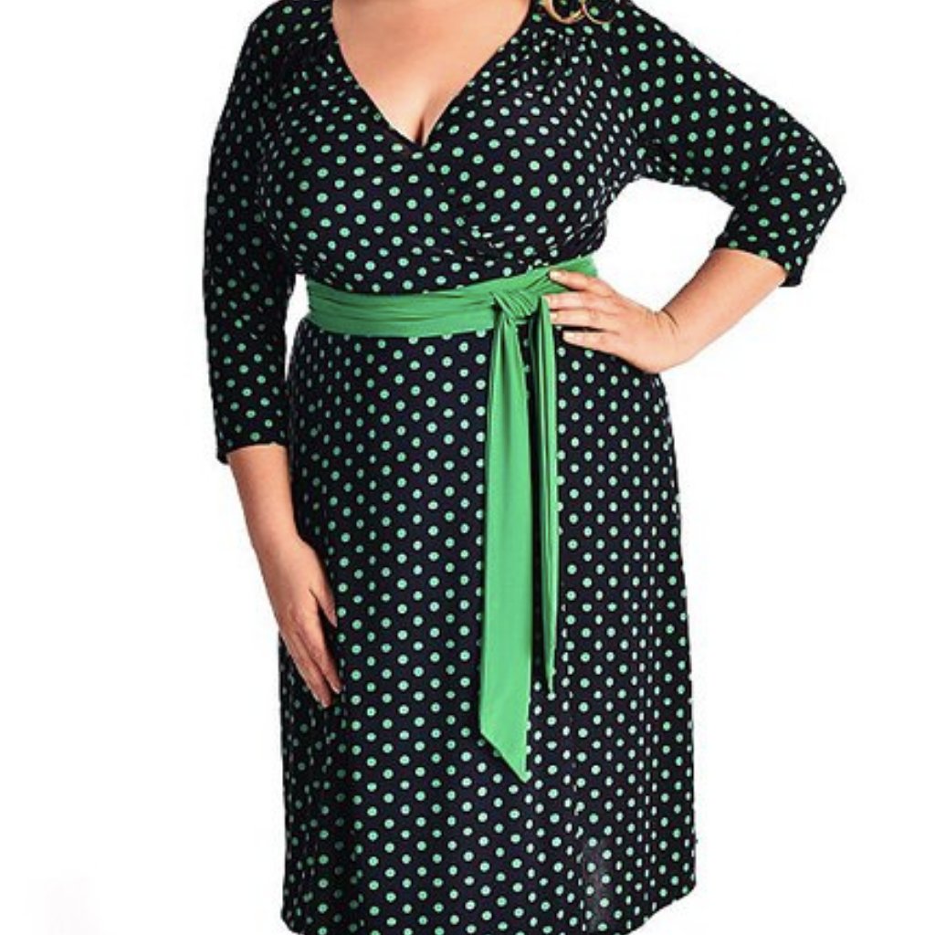 Igigi Dominique Mod Dot Blue Green Dress Plus Size